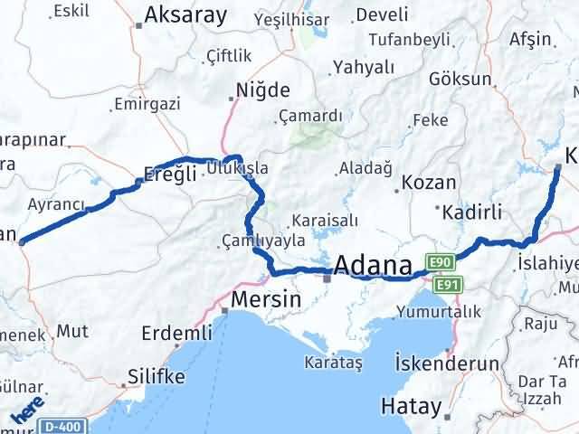 Karaman Dulkadiroğlu Kahramanmaraş Arası Kaç Km - Yol Haritası