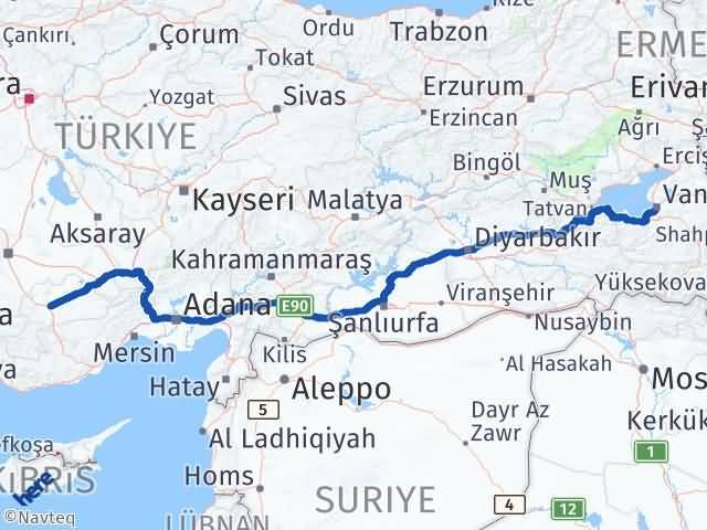Karaman Edremit Van Arası Kaç Km - Yol Haritası