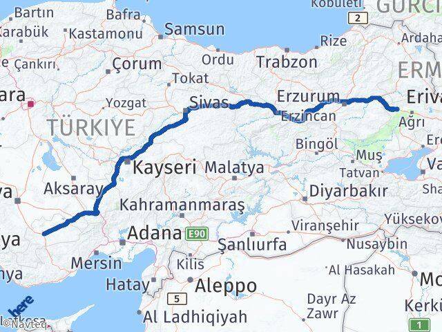 Karaman Eleşkirt Ağrı Arası Kaç Km - Yol Haritası
