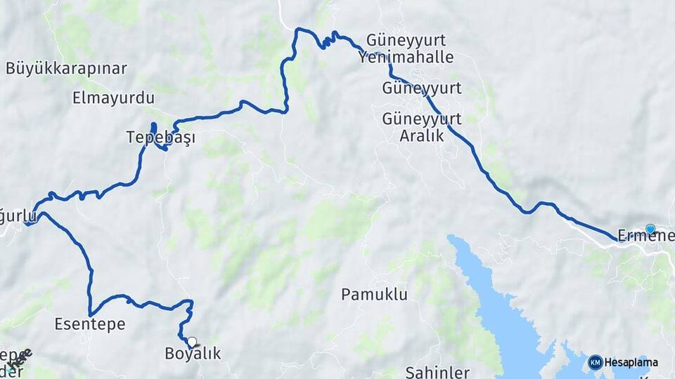 Karaman Ermenek Boyalık Ermenek Arası Kaç Km - Yol Haritası
