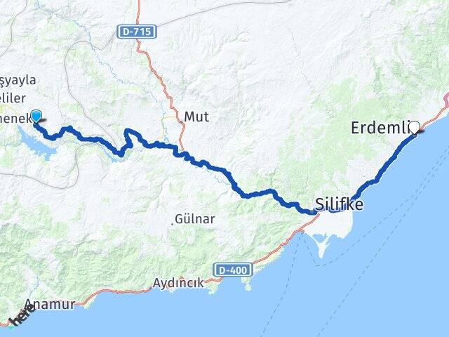 Karaman Ermenek Erdemli Mersin Arası Kaç Km - Yol Haritası