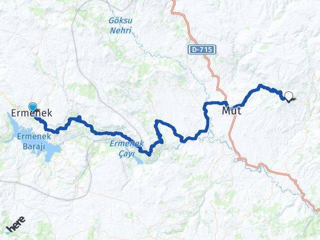 Karaman Ermenek Mut Mersin Arası Kaç Km - Yol Haritası