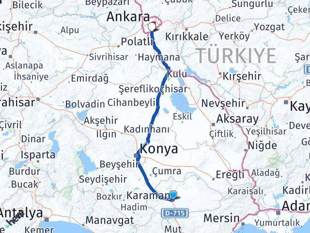 Karaman Gölbaşı Ankara Arası Kaç Km - Yol Haritası