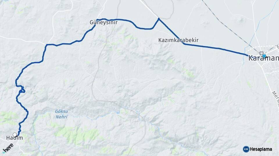 Karaman Hadim Konya Arası Kaç Km - Yol Haritası