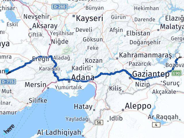 Karaman Hilvan Şanlıurfa Arası Kaç Km - Yol Haritası