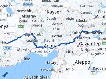 Karaman Kahta Adıyaman Arası Kaç Km - Yol Haritası