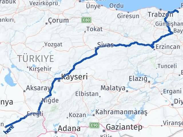 Karaman Kalkandere Rize Arası Kaç Km - Yol Haritası
