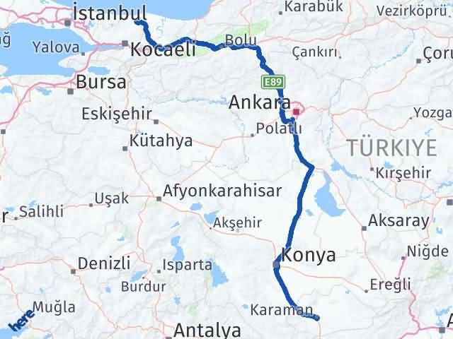 Karaman Kandıra Kocaeli Arası Kaç Km - Yol Haritası