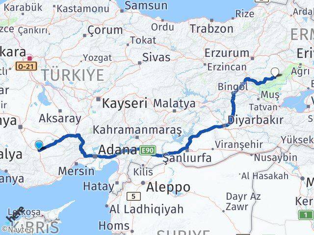 Karaman Karaçoban Erzurum Arası Kaç Km - Yol Haritası