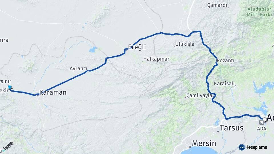 Karaman Kazımkarabekir Adana Arası Kaç Km - Yol Haritası
