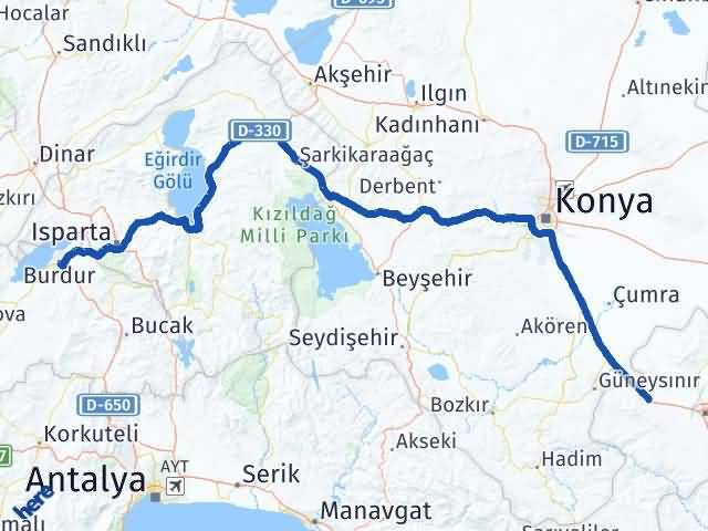 Karaman Kazımkarabekir Burdur Arası Kaç Km - Yol Haritası