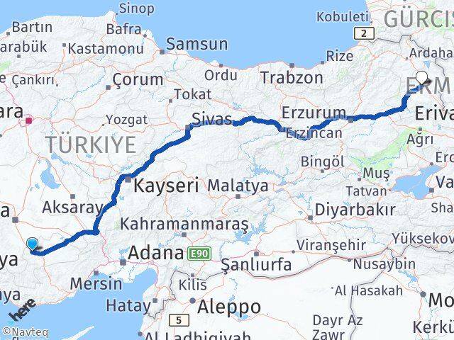 Karaman Kazımkarabekir Kars Arası Kaç Km - Yol Haritası