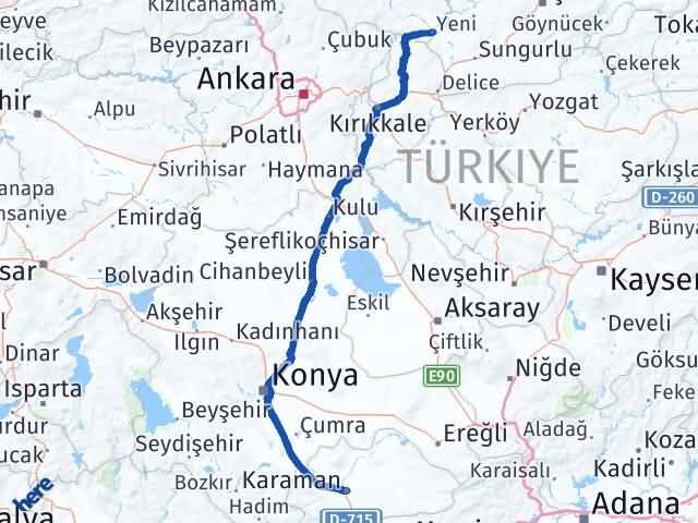 Karaman Kızılırmak Çankırı Arası Kaç Km - Yol Haritası
