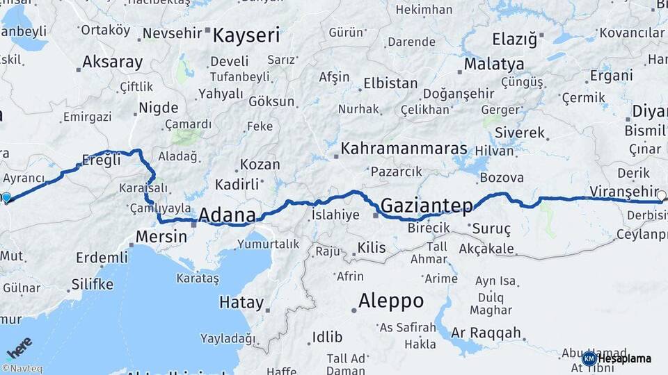 Karaman Kızıltepe Mardin Arası Kaç Km - Yol Haritası