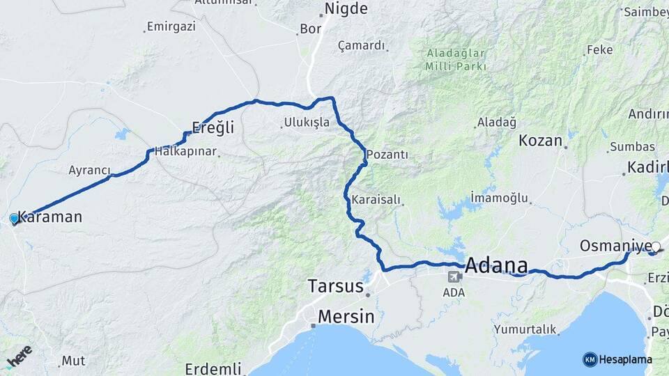 Karaman Morcalı Arası Kaç Km - Yol Haritası