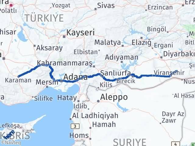 Karaman Ömerli Mardin Arası Kaç Km - Yol Haritası