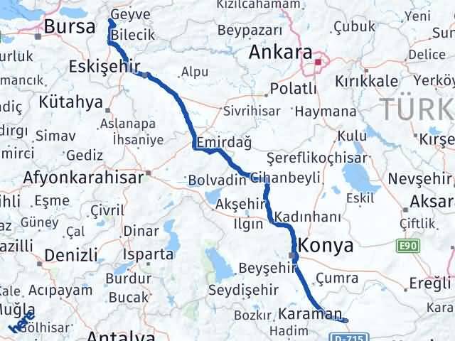 Karaman Osmaneli Bilecik Arası Kaç Km - Yol Haritası