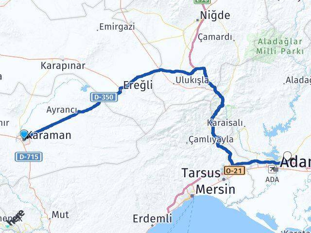 Karaman Sarıçam Adana Arası Kaç Km - Yol Haritası