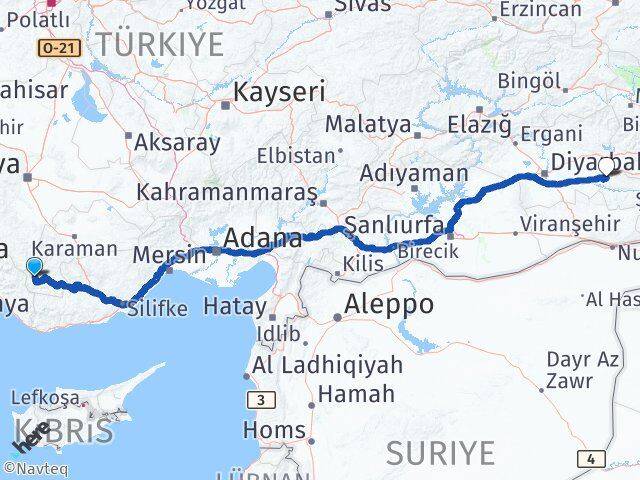 Karaman Sarıveliler Batman Arası Kaç Km - Yol Haritası