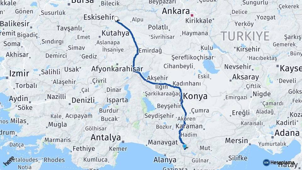 Karaman Sarıveliler Eskişehir Arası Kaç Km - Yol Haritası