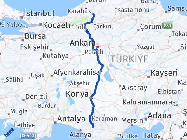 Karaman Sarıveliler Karabük Arası Kaç Km - Yol Haritası