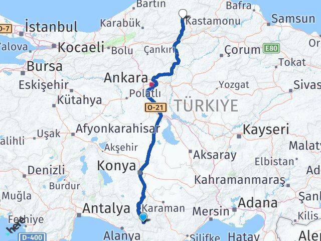 Karaman Sarıveliler Kastamonu Arası Kaç Km - Yol Haritası
