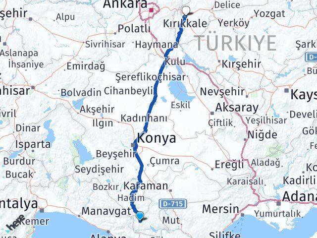 Karaman Sarıveliler Kırıkkale Arası Kaç Km - Yol Haritası