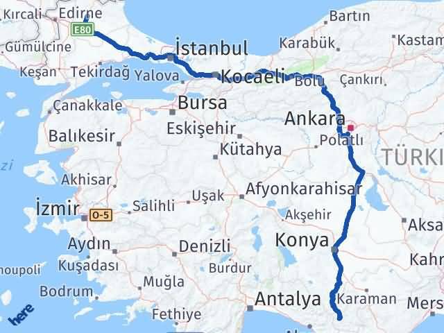 Karaman Sarıveliler Kırklareli Arası Kaç Km - Yol Haritası