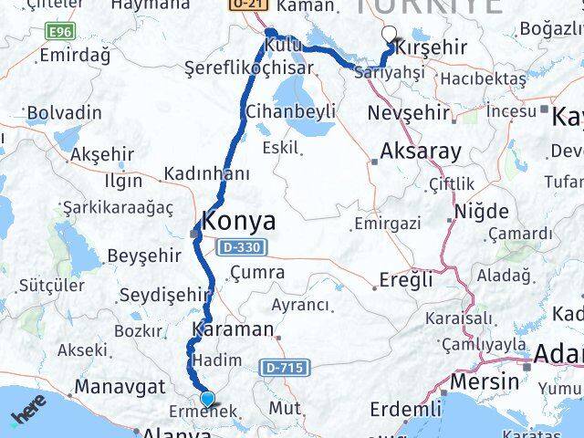 Karaman Sarıveliler Kırşehir Arası Kaç Km - Yol Haritası