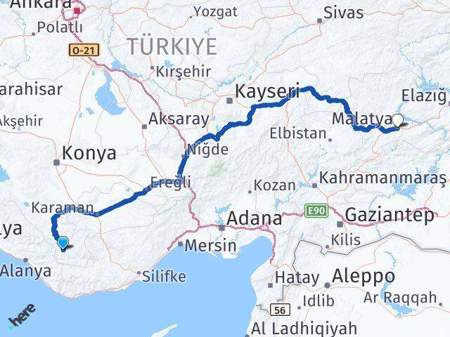Karaman Sarıveliler Malatya Arası Kaç Km - Yol Haritası