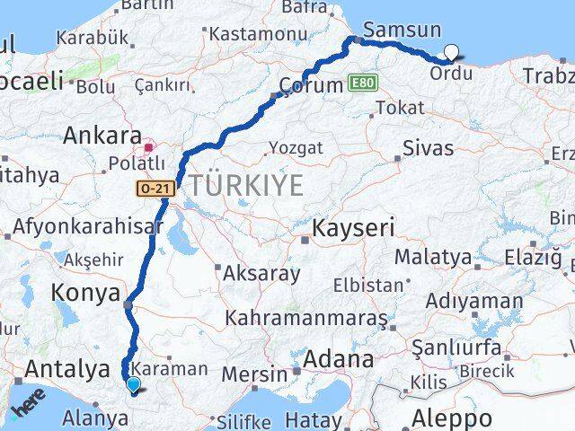 Karaman Sarıveliler Ordu Arası Kaç Km - Yol Haritası