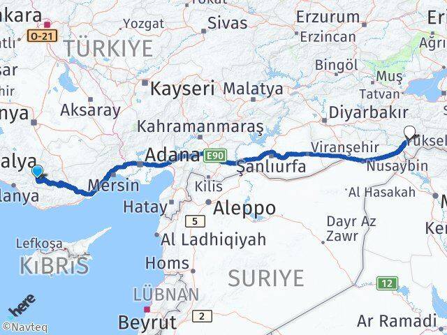 Karaman Sarıveliler Şırnak Arası Kaç Km - Yol Haritası