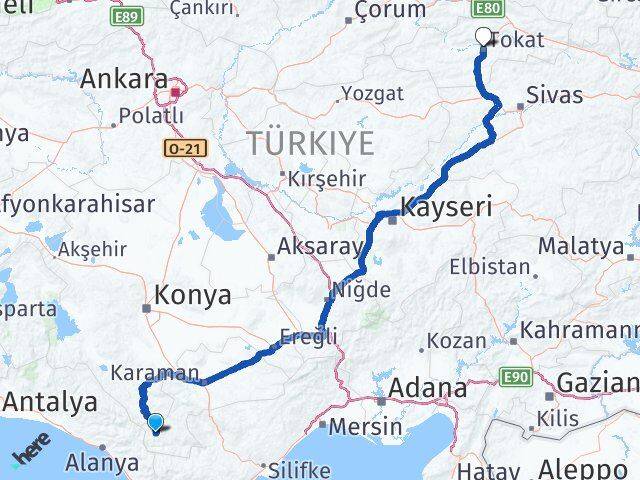 Karaman Sarıveliler Tokat Arası Kaç Km - Yol Haritası