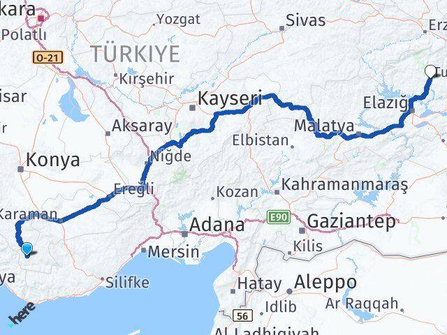 Karaman Sarıveliler Tunceli Arası Kaç Km - Yol Haritası