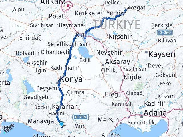 Karaman Sarıveliler Yozgat Arası Kaç Km - Yol Haritası