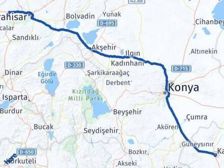 Karaman Sinanpaşa Afyonkarahisar Arası Kaç Km - Yol Haritası