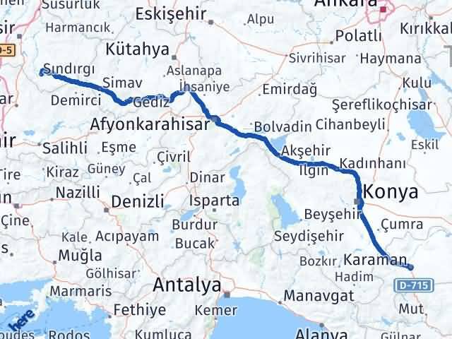 Karaman Sındırgı Balıkesir Arası Kaç Km - Yol Haritası