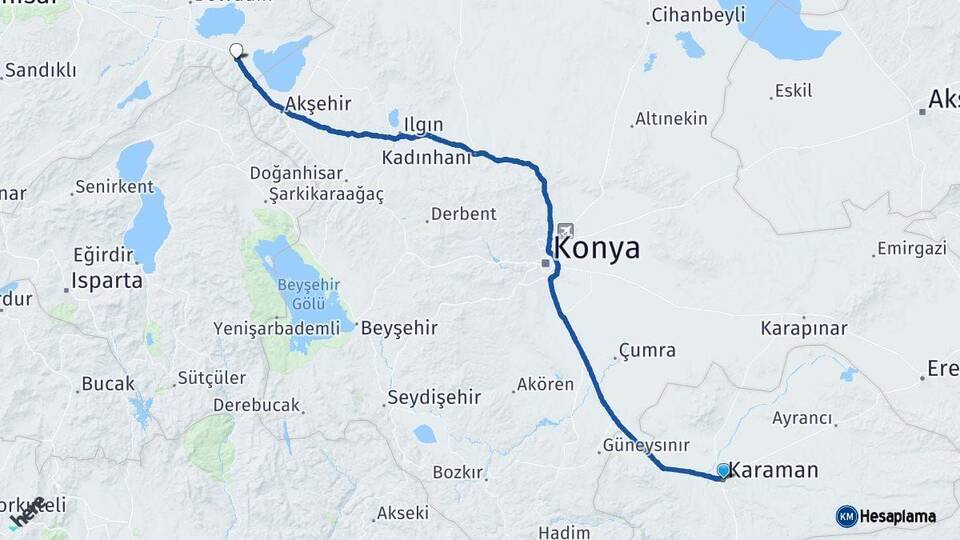 Karaman Sultandağı Afyonkarahisar Arası Kaç Km - Yol Haritası