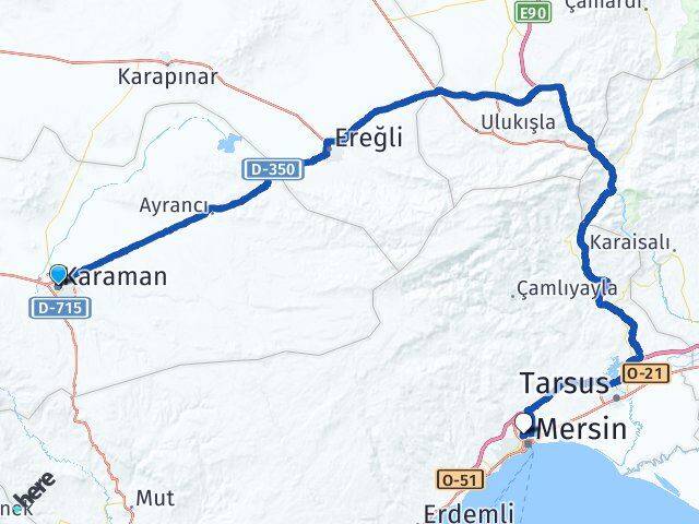 Karaman Toroslar Mersin Arası Kaç Km - Yol Haritası