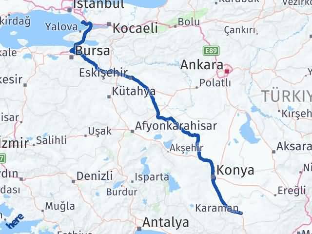 Karaman Tuzla İstanbul Arası Kaç Km - Yol Haritası