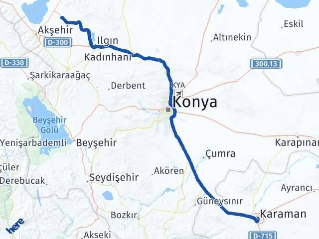 Karaman Tuzlukçu Konya Arası Kaç Km - Yol Haritası
