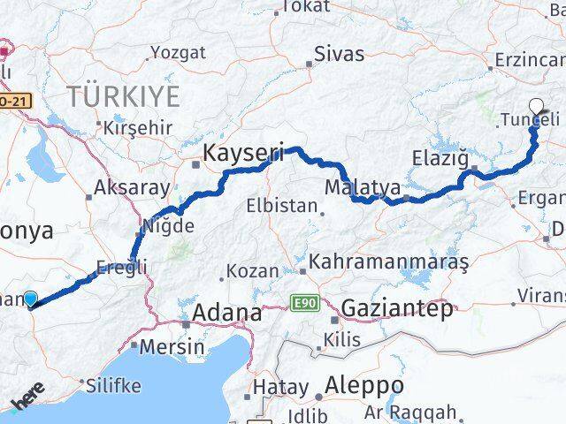 Karaman Yayladere Bingöl Arası Kaç Km - Yol Haritası