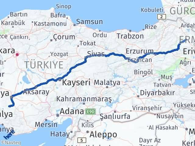 Kars Akören Konya Arası Kaç Km - Yol Haritası