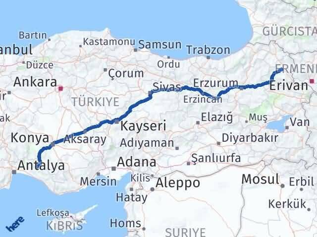 Kars Akseki Antalya Arası Kaç Km - Yol Haritası