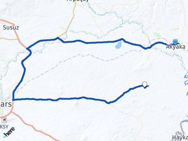 Kars Akyaka Başgedikler Arası Kaç Km - Yol Haritası