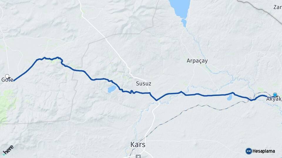 Kars Akyaka Göle Ardahan Arası Kaç Km - Yol Haritası