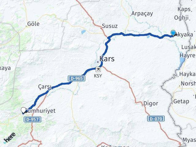 Kars Akyaka Sarıkamış Arası Kaç Km - Yol Haritası