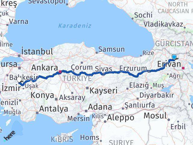 Kars Akyaka Simav Kütahya Arası Kaç Km - Yol Haritası