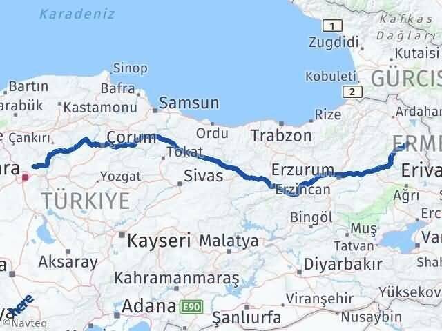 Kars Akyurt Ankara Arası Kaç Km - Yol Haritası
