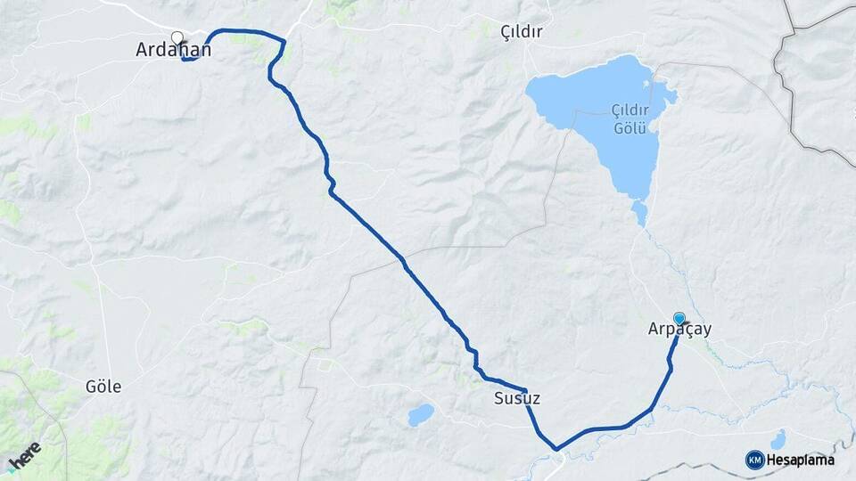 Kars Arpaçay Ardahan Arası Kaç Km - Yol Haritası